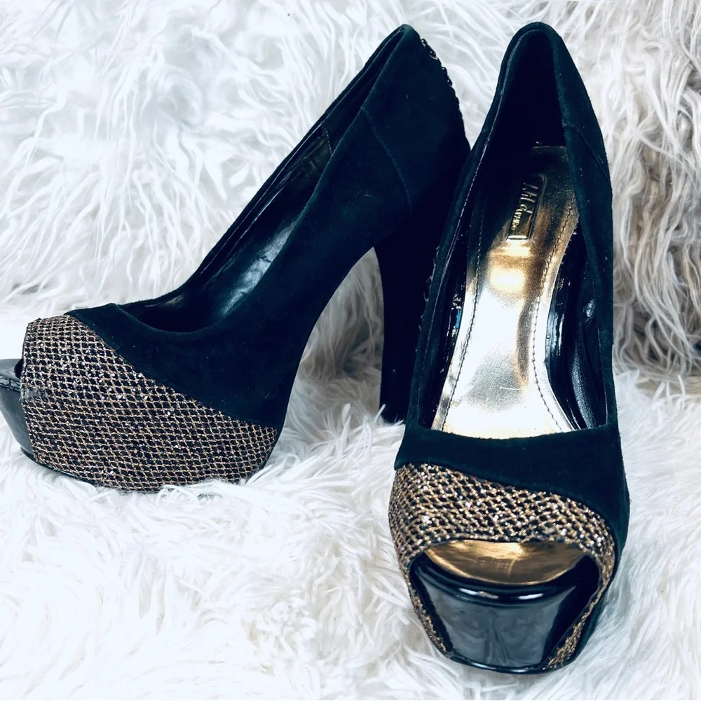 Black Platform Peep Toe Lace Corset Heel P…